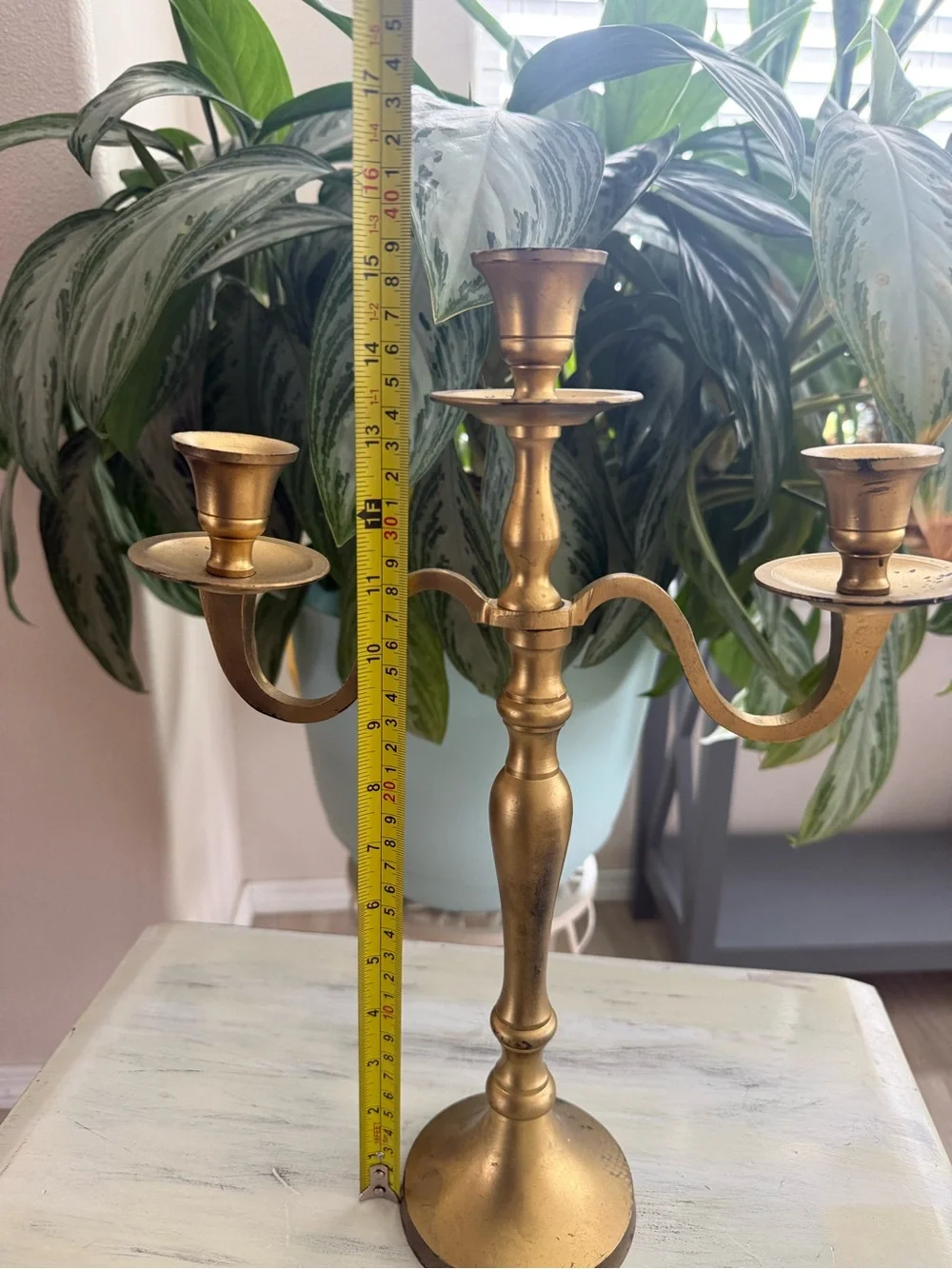 Gold Three-Arm Metal Candelabra - Elegant Home Accent